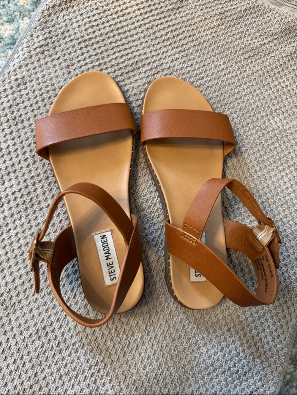 Steve Madden Brown Leather Ankle-Strap Slide Sandals